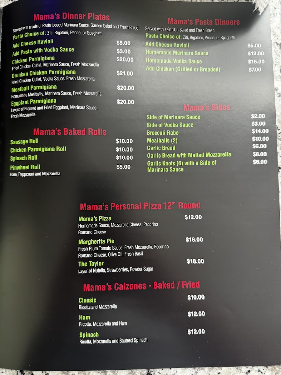 Mama's Pizzeria Roxbury Photo Menu 8