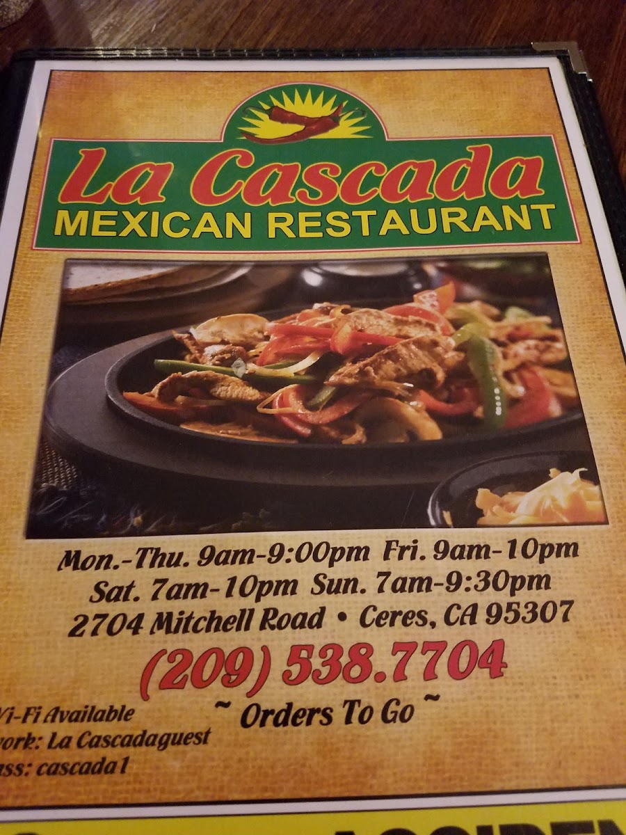 La Cascada Mexican Restaurant Photo Menu 10
