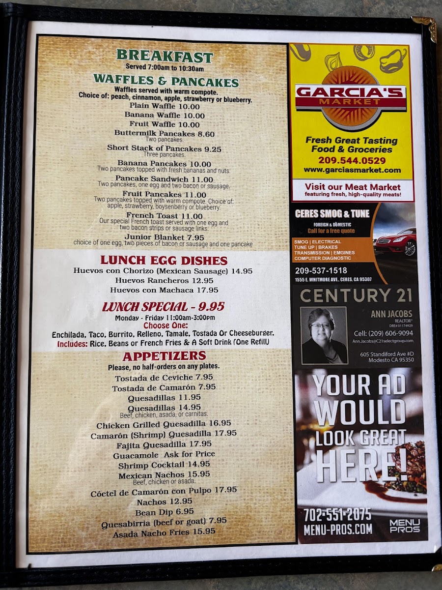 La Cascada Mexican Restaurant Photo Menu 2