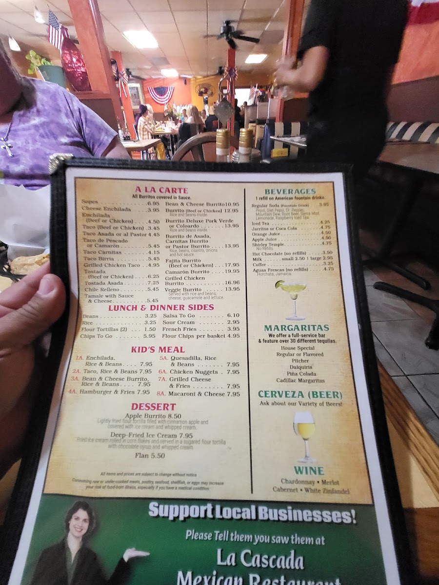 La Cascada Mexican Restaurant Photo Menu 5