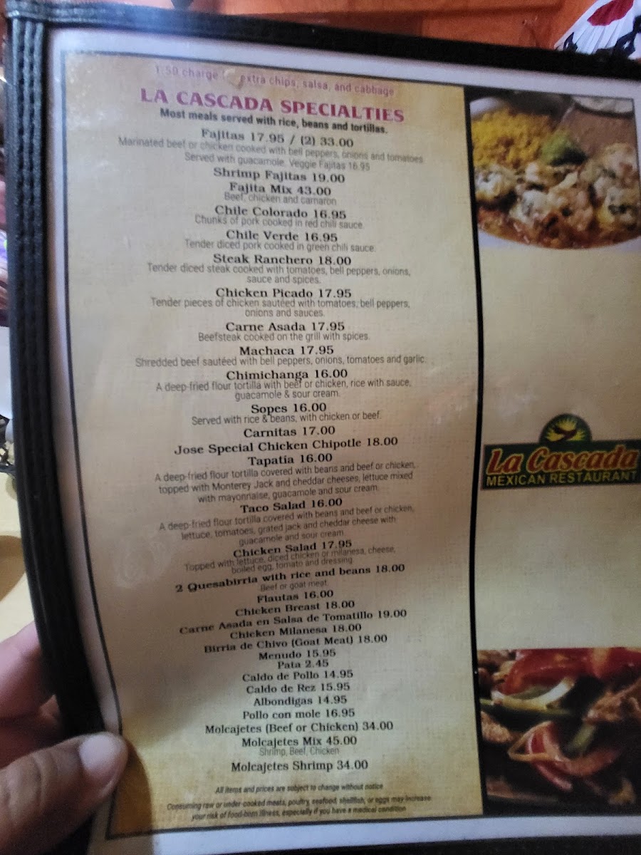 La Cascada Mexican Restaurant Photo Menu 7