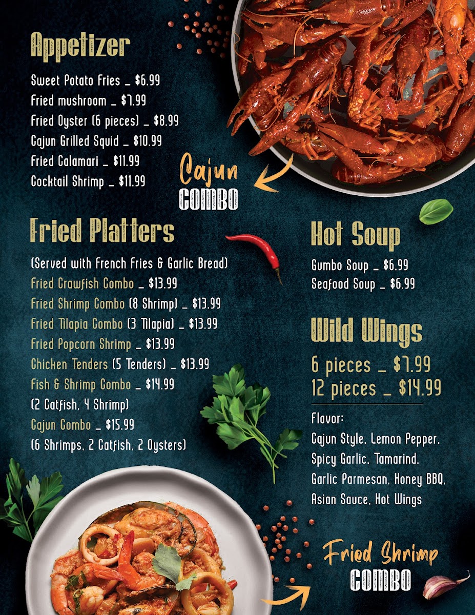Wild Cajun Photo Menu 1