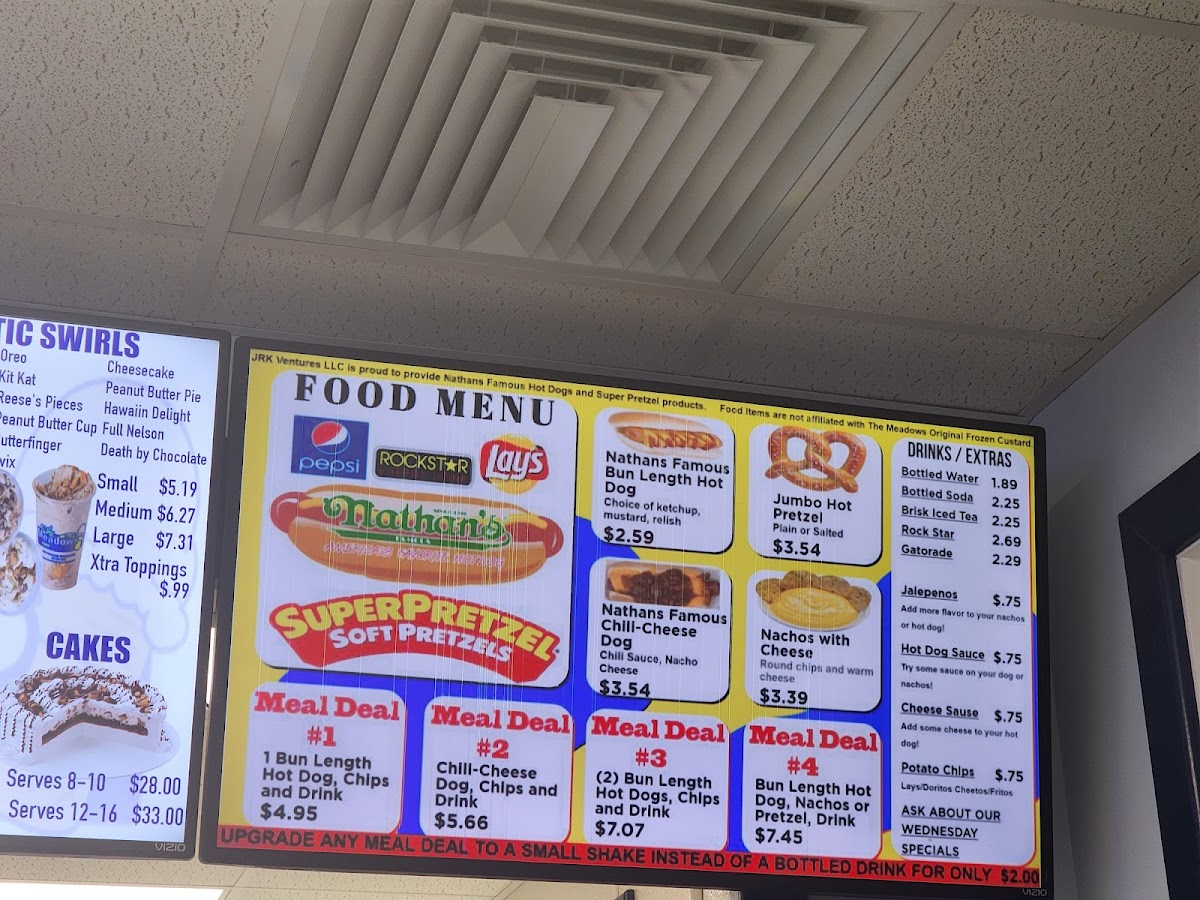 Meadow's Frozen Custard Photo Menu 1