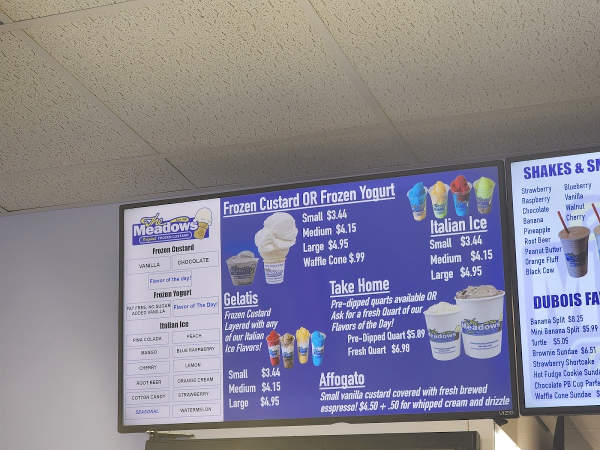 Meadow's Frozen Custard Photo Menu 2