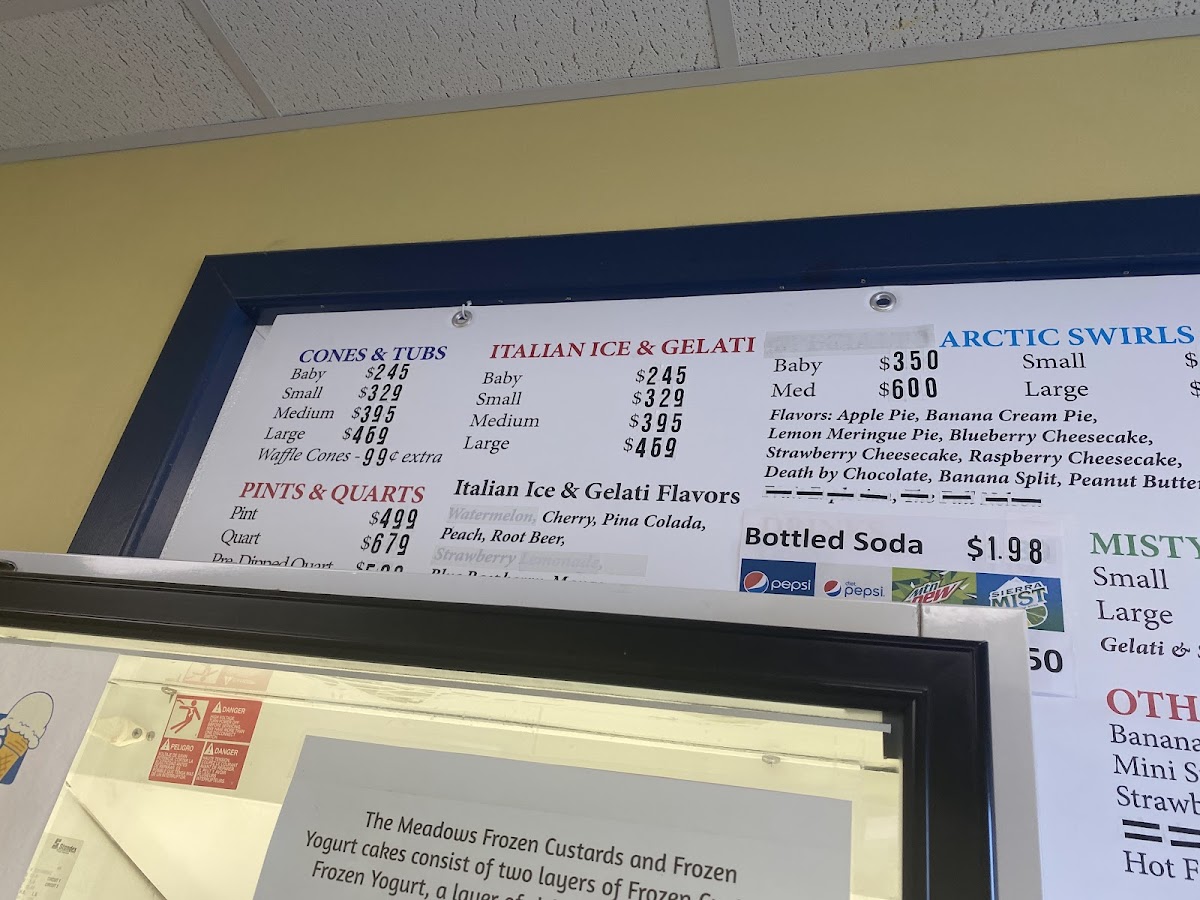 Meadow's Frozen Custard Photo Menu 3