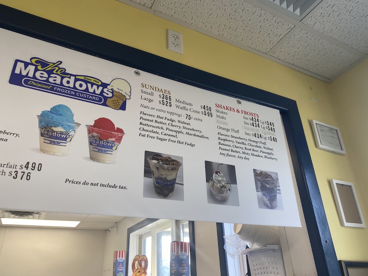 Meadow's Frozen Custard Photo Menu 4