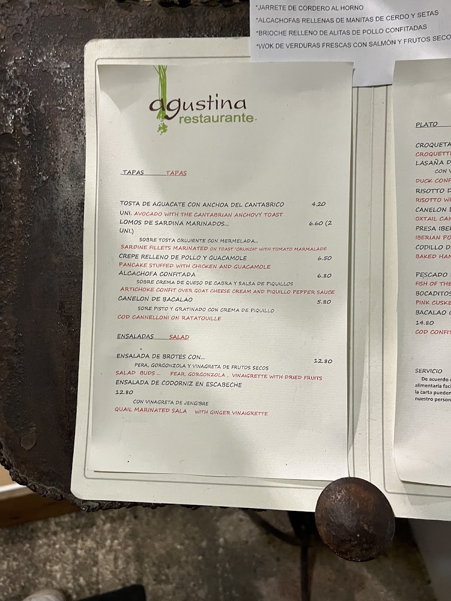 Agustina restaurante Photo Menu 2