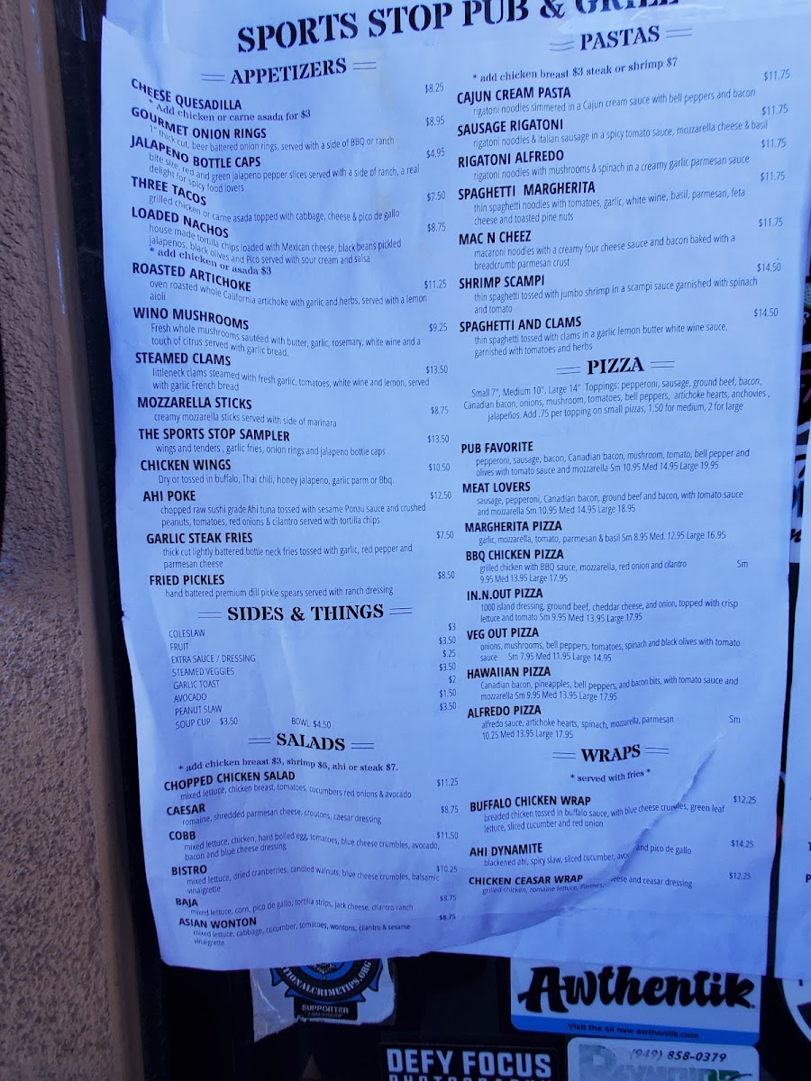 Sports Stop Pub & Grill Photo Menu 2