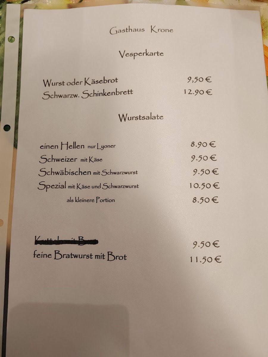 Krone Heselwangen Photo Menu 1