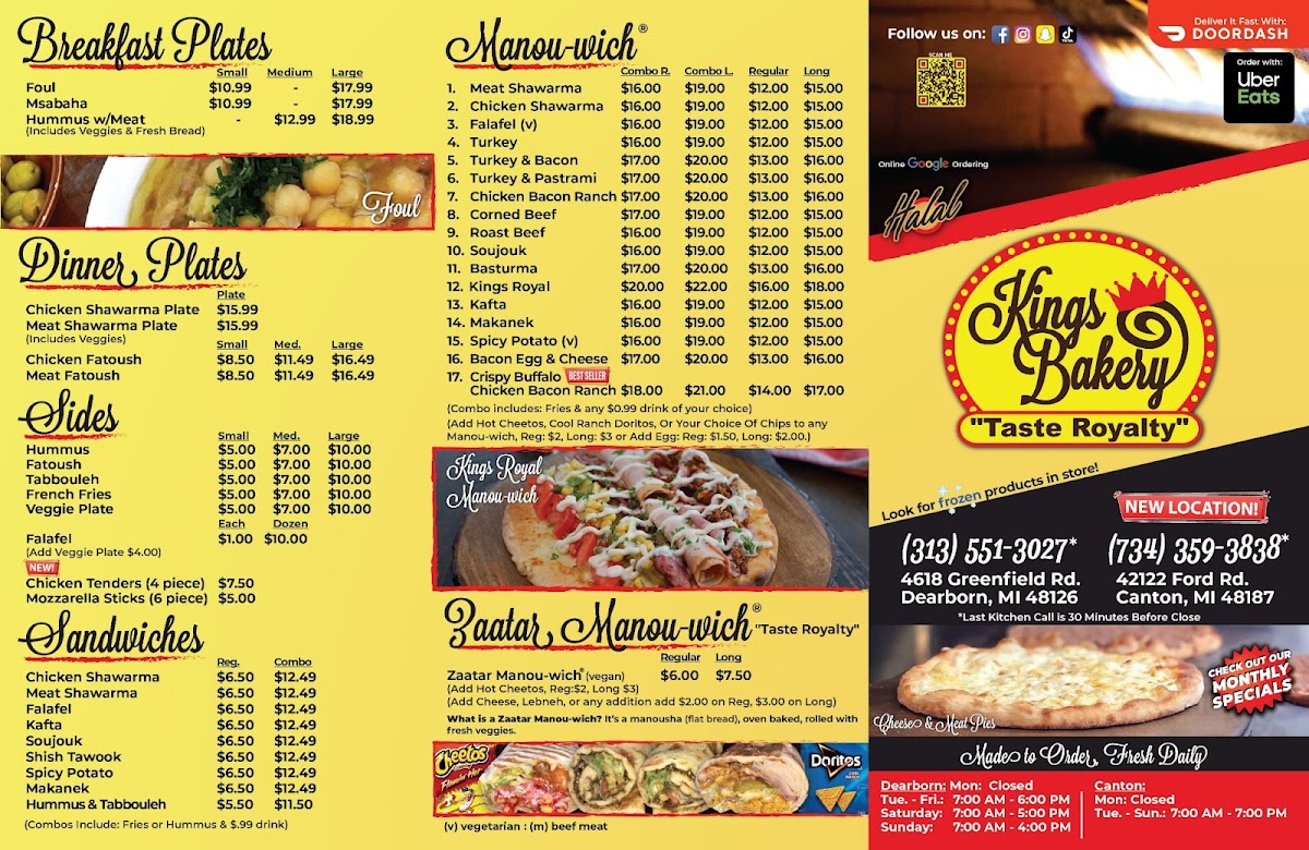 Kings Bakery Canton Photo Menu 2