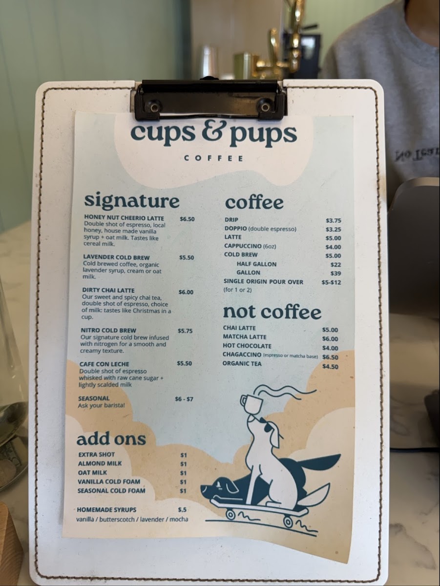 Cups and Pups Coffee Photo Menu 2