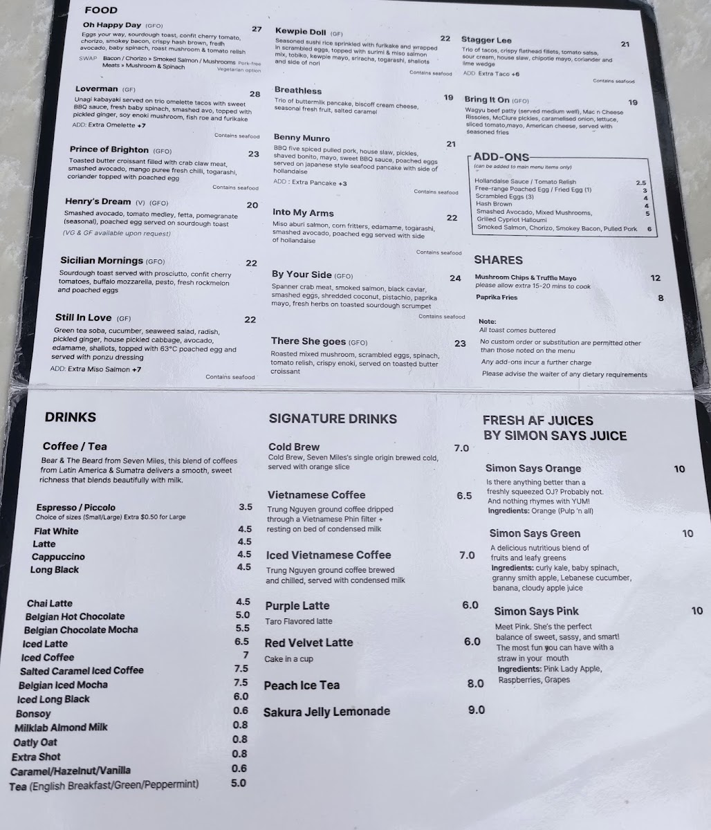 Henry Lee's Redfern Photo Menu 10