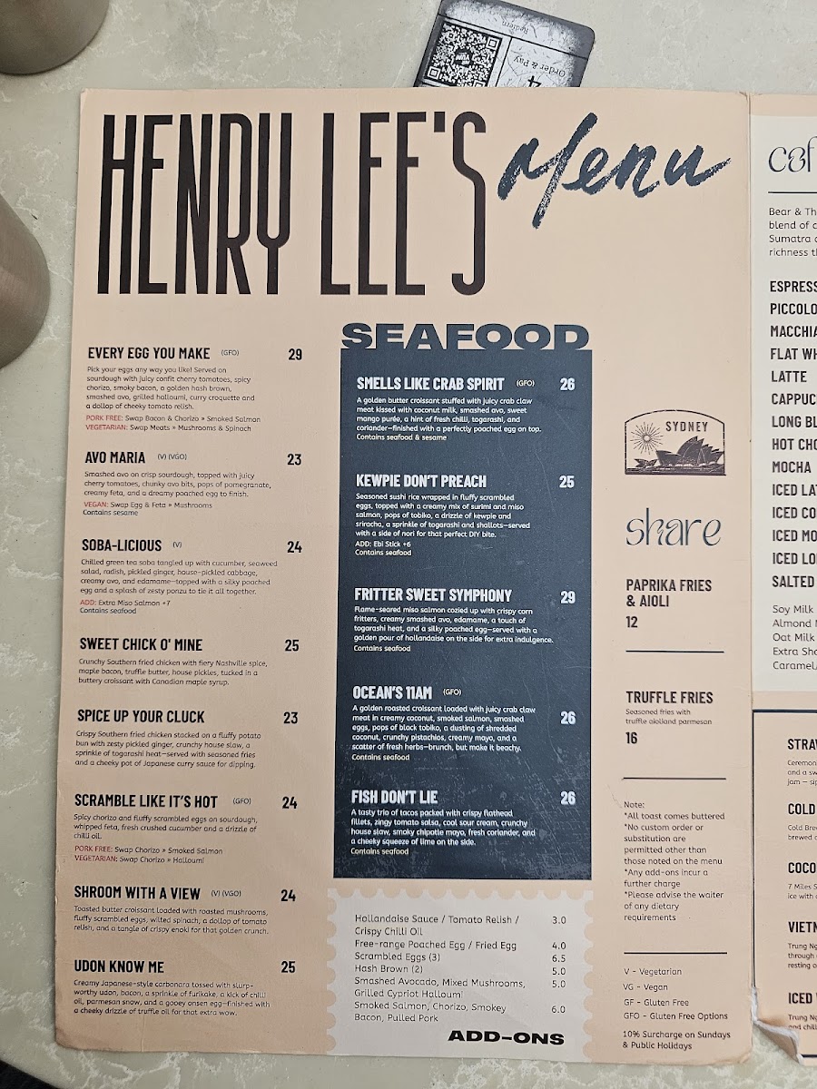 Henry Lee's Redfern Photo Menu 4