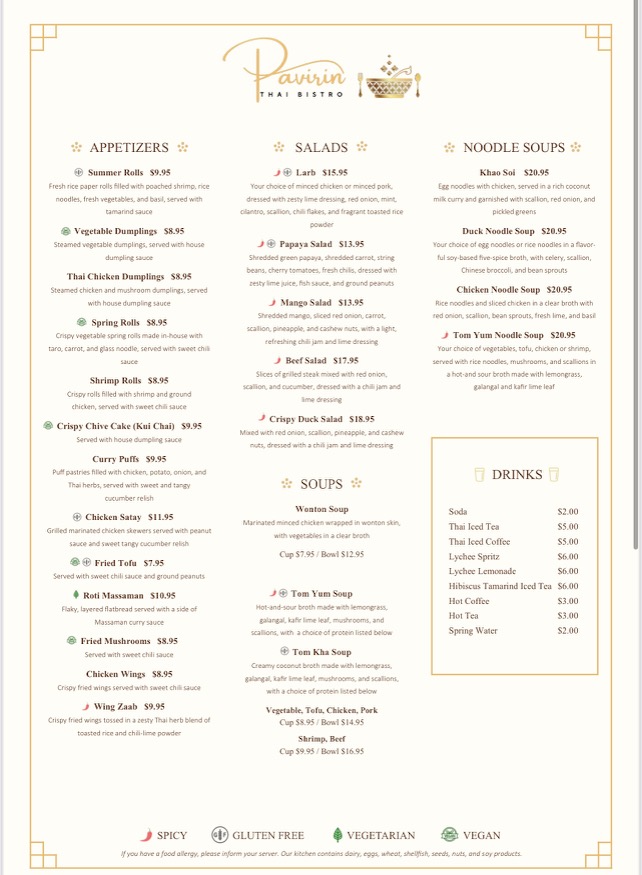 Pavirin Thai Bistro Photo Menu 2
