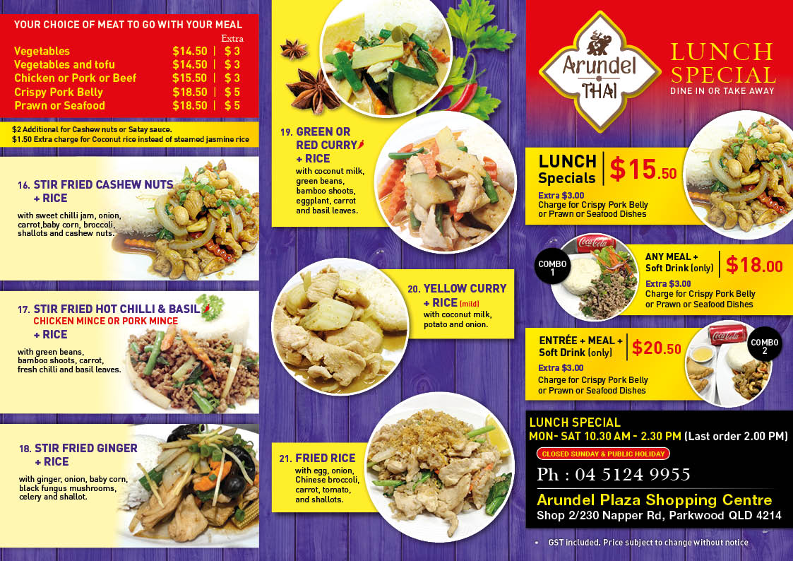 Arundel Thai restaurant (Parkwood) Photo Menu 4