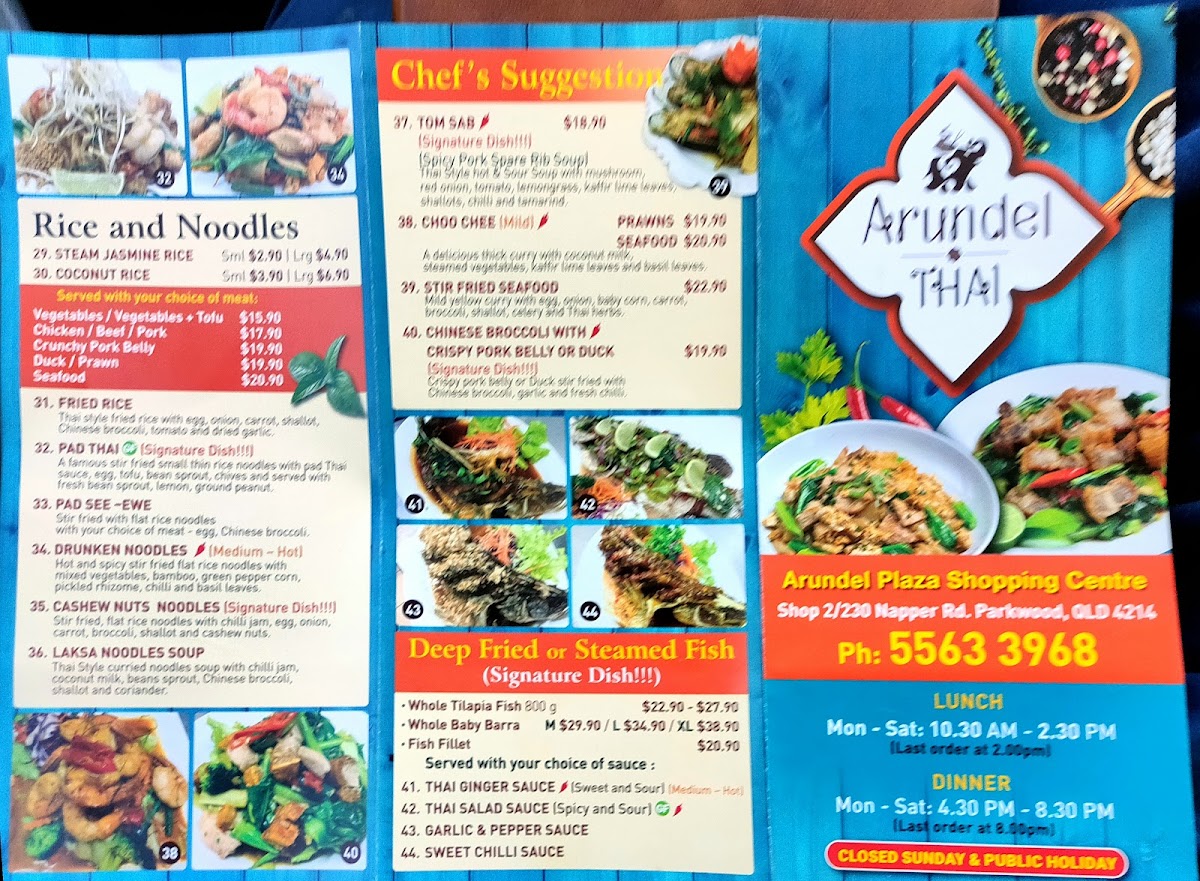Arundel Thai restaurant (Parkwood) Photo Menu 6