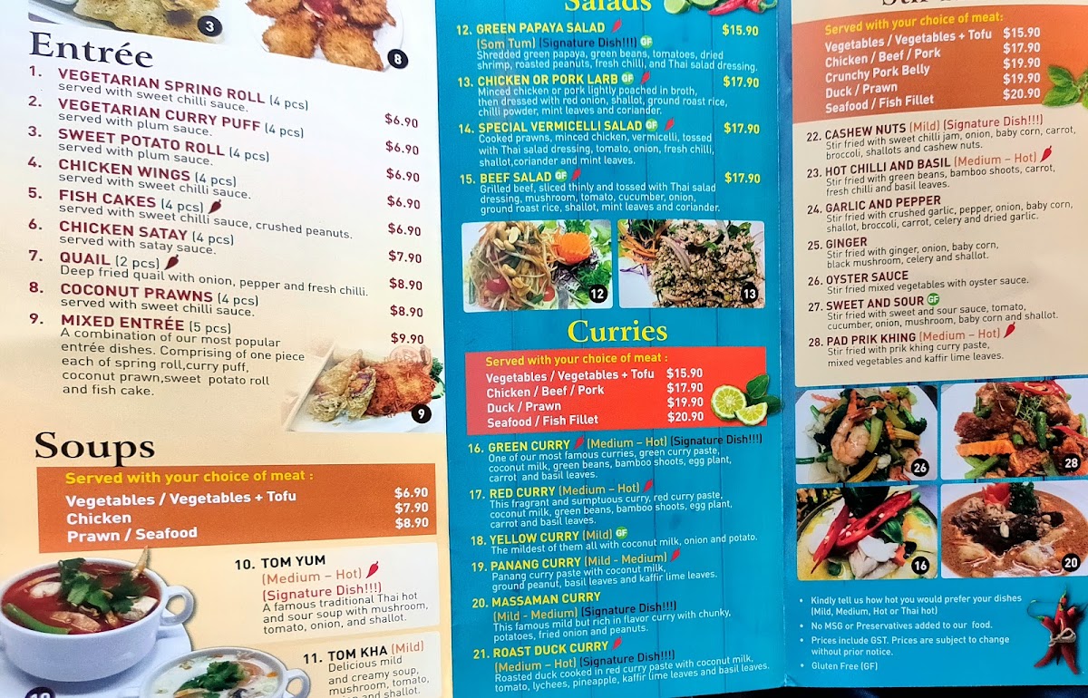 Arundel Thai restaurant (Parkwood) Photo Menu 9