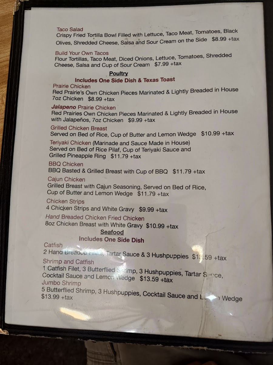 Red Prairie Steakhouse Photo Menu 2