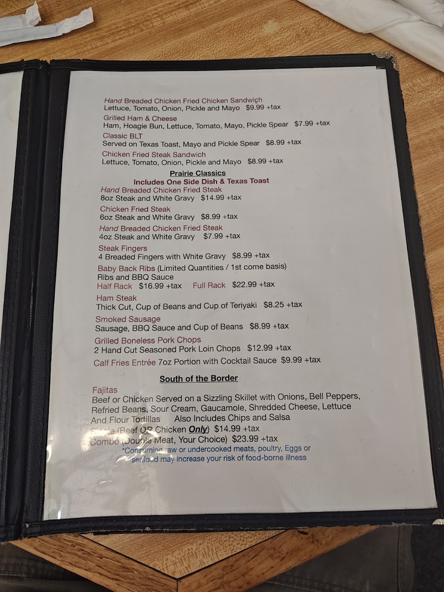 Red Prairie Steakhouse Photo Menu 3