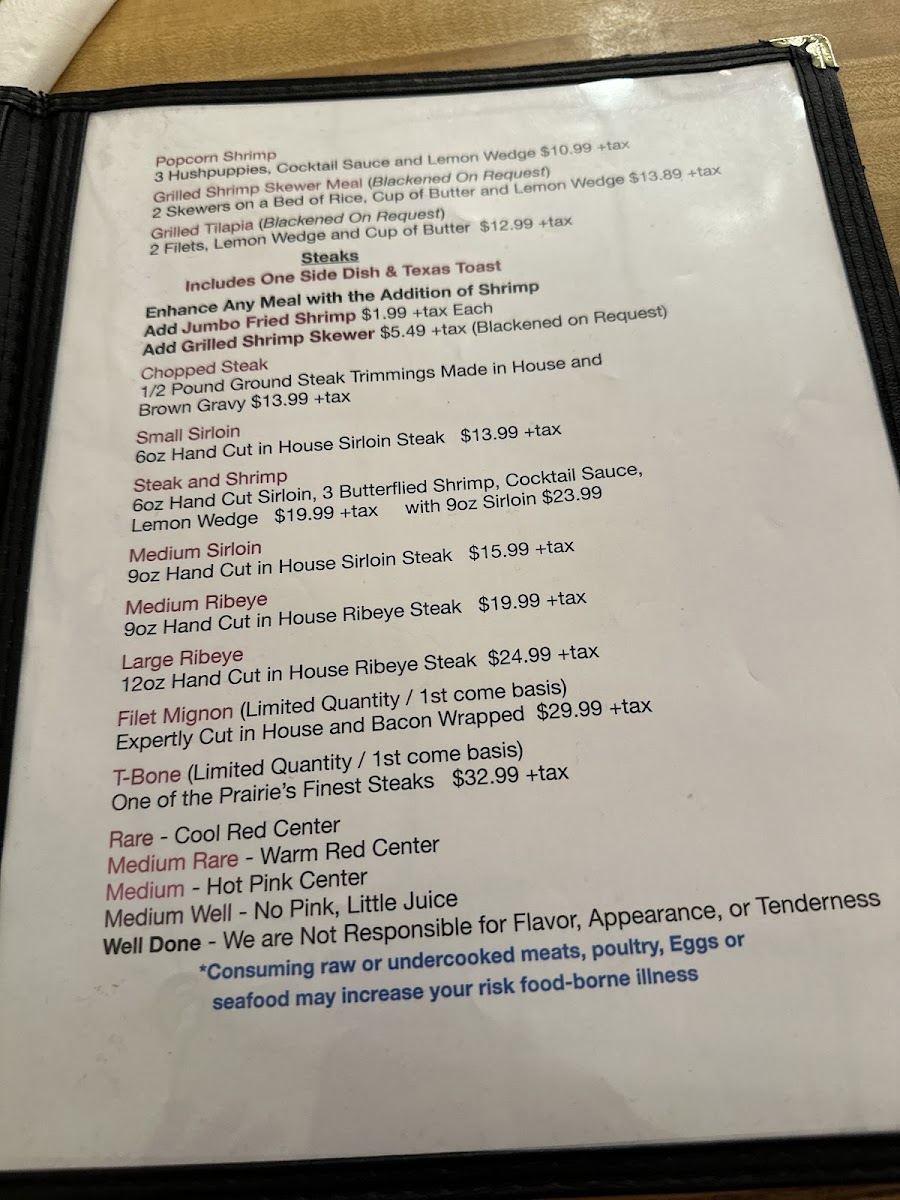 Red Prairie Steakhouse Photo Menu 7