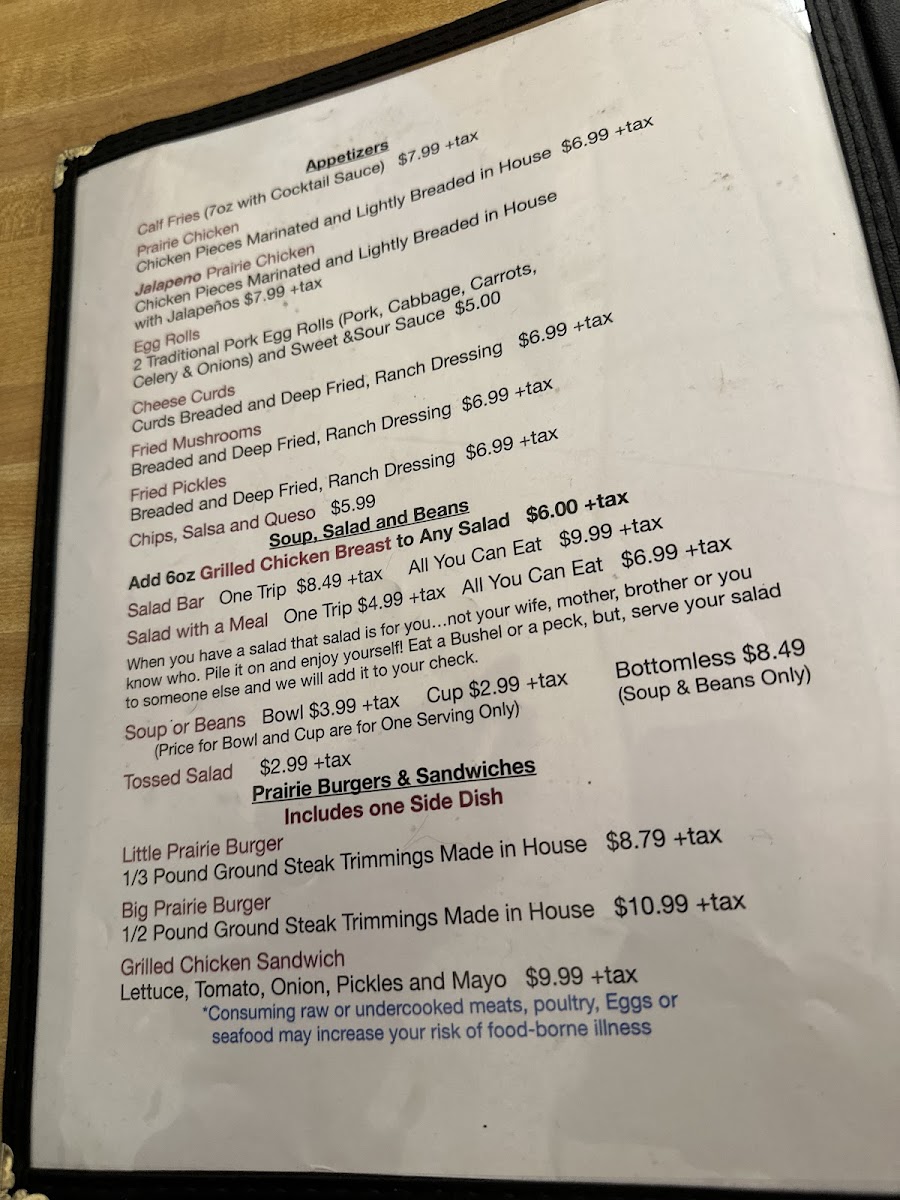 Red Prairie Steakhouse Photo Menu 8