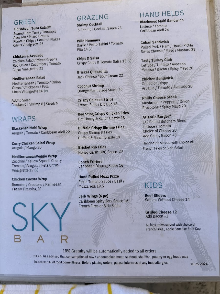 SKY Bar Photo Menu 1