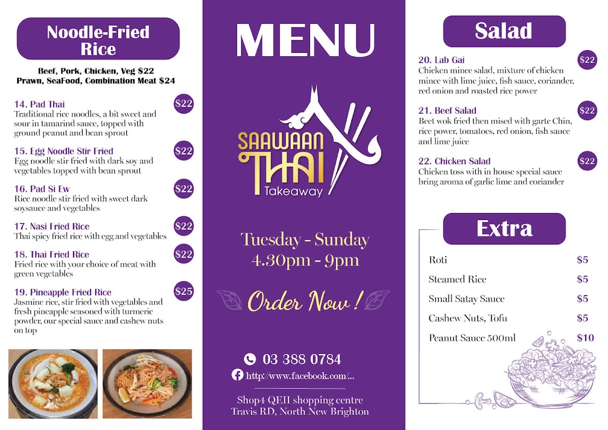 Saawaan Thai Takeaway Photo Menu 2