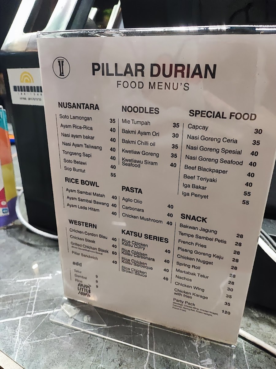 PILLAR COFFEE DURIAN Photo Menu 1
