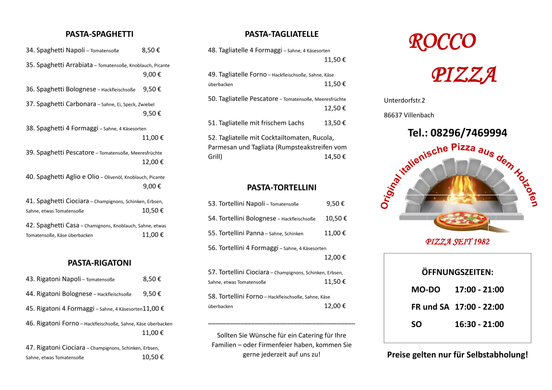Rocco Pizza Photo Menu 1