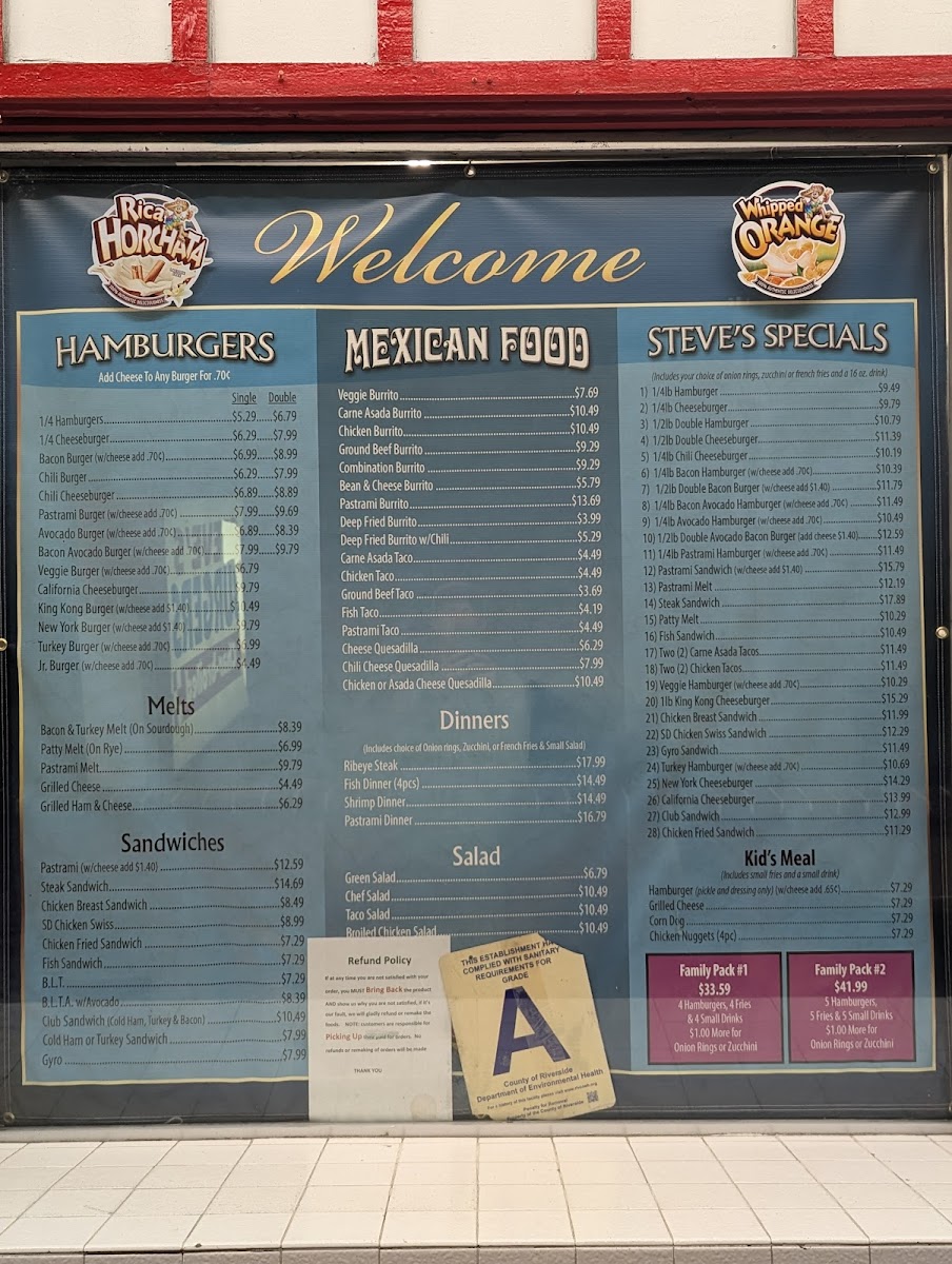 Steve's Burgers Photo Menu 1