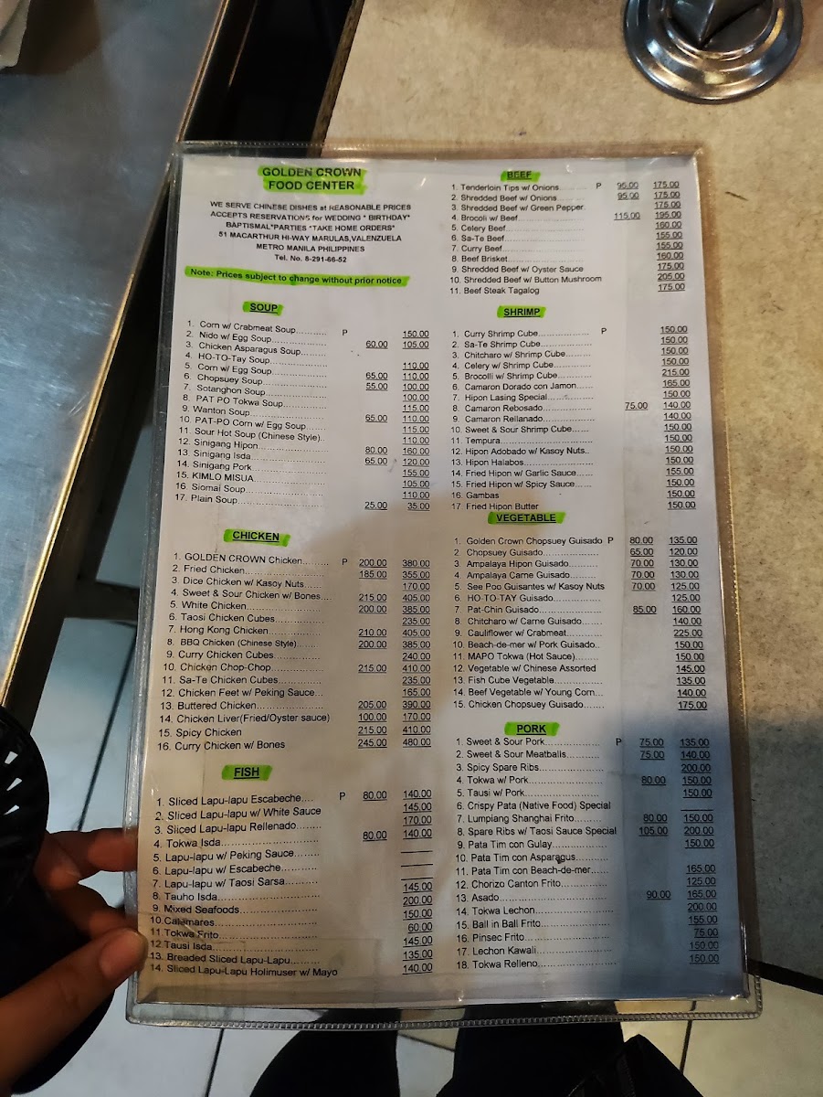 Golden Crown Food Center Photo Menu 1
