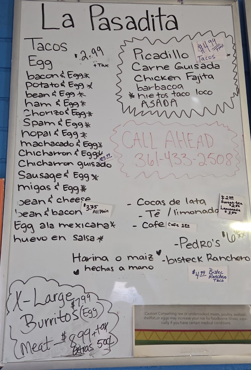 Taqueria La Pasadita Photo Menu 1