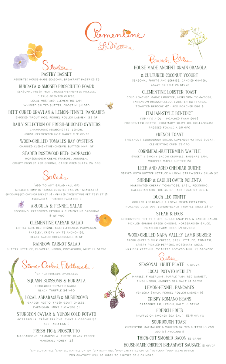 Clementine Yountville Photo Menu 2