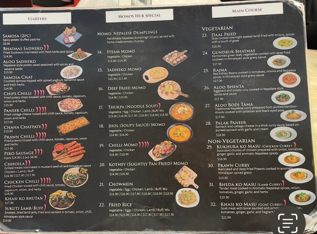 The Momos Hub Townhall Photo Menu 1