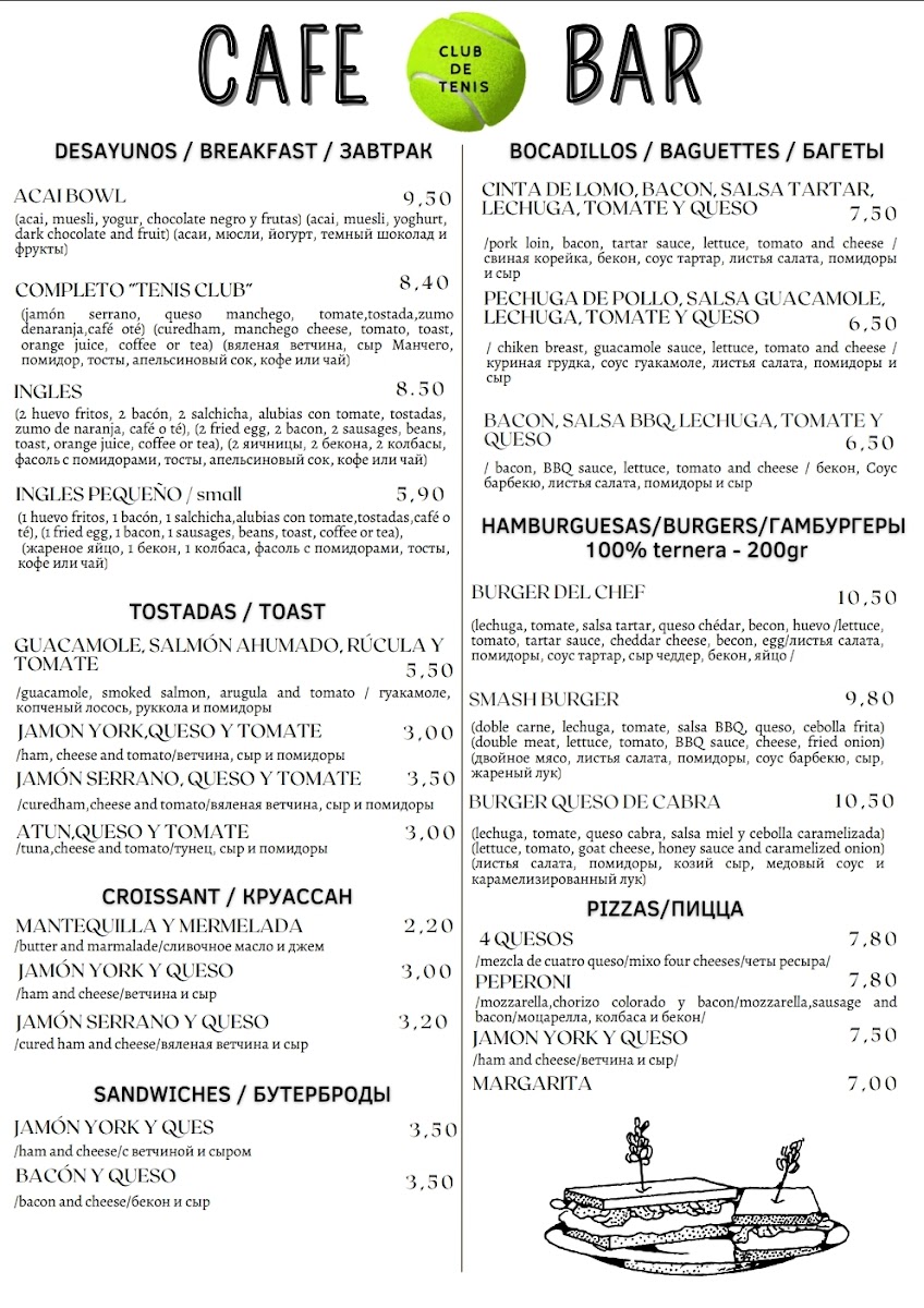 Cafe Bar Club de Tenis Calpe Photo Menu 1