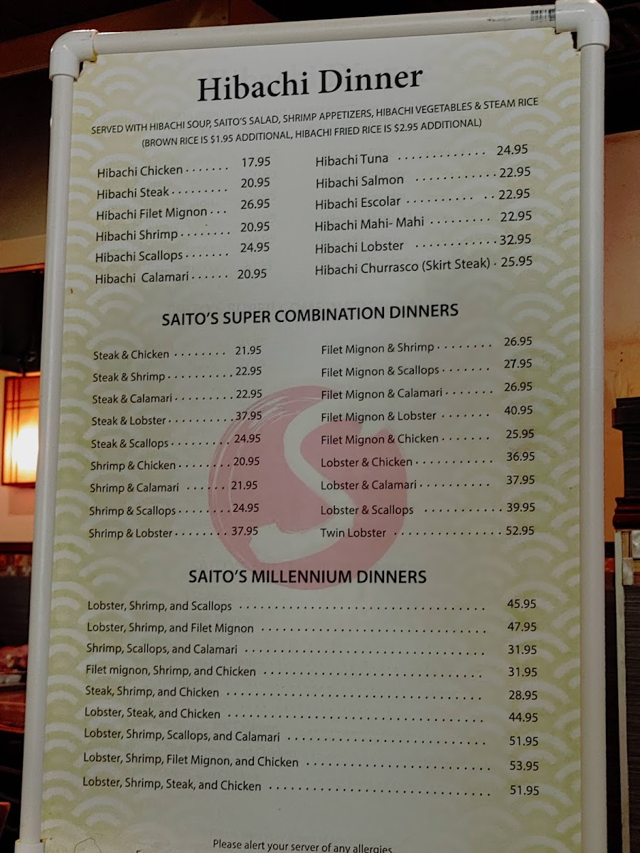 Saito's Japanese Steakhouse Photo Menu 7