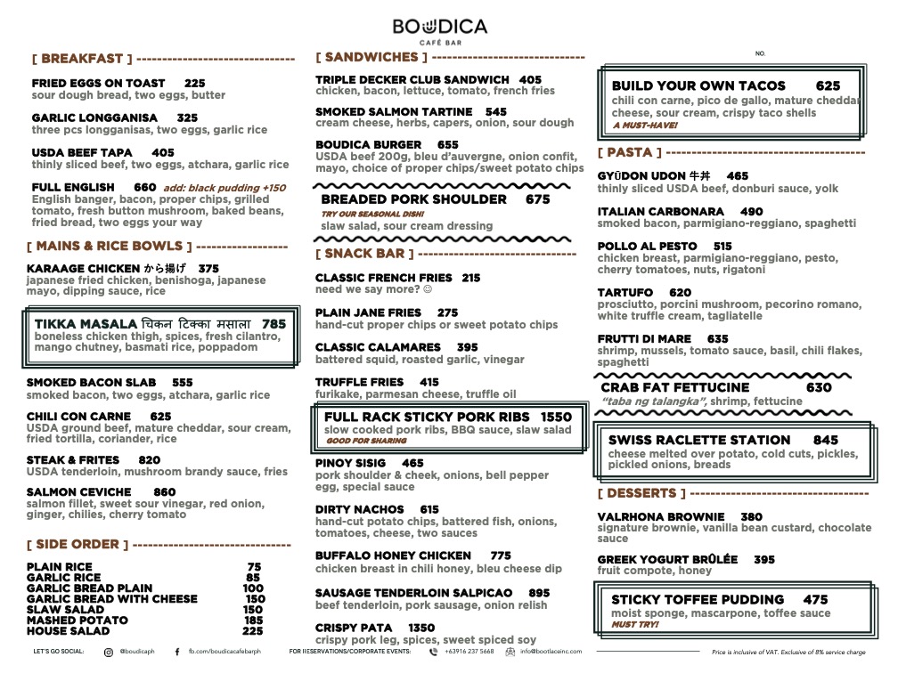 Boudica Café Bar - CityGolf Plaza Photo Menu 1