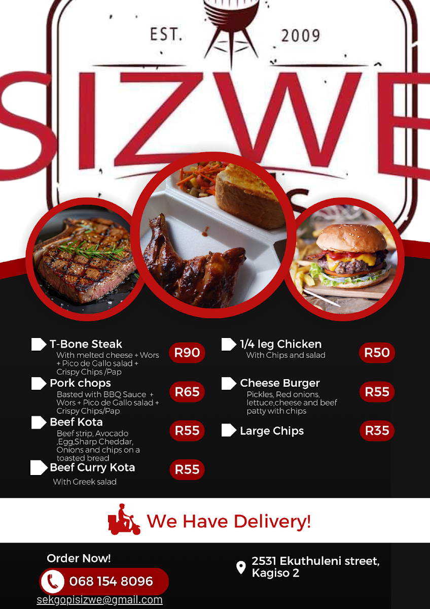 Sizwe Grills Photo Menu 1