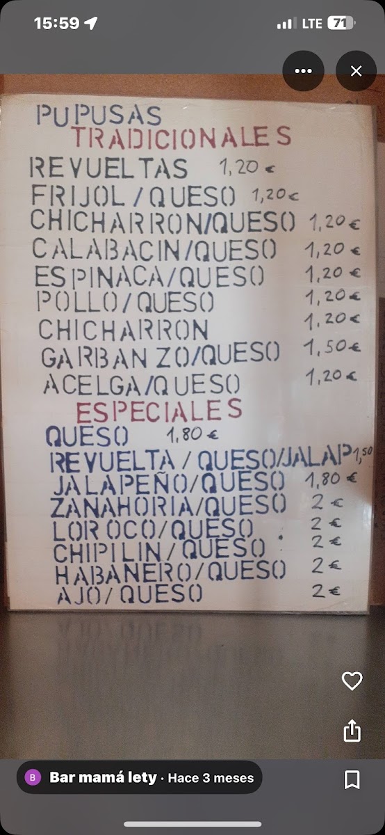 Bar mamá lety Photo Menu 4