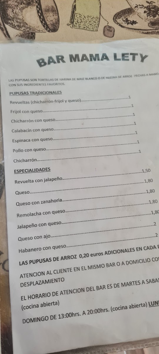 Bar mamá lety Photo Menu 9