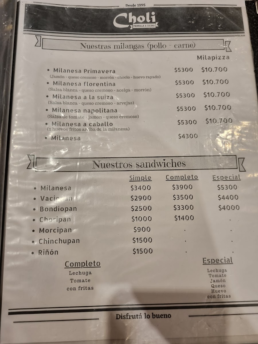 Parrilla Choli Photo Menu 1