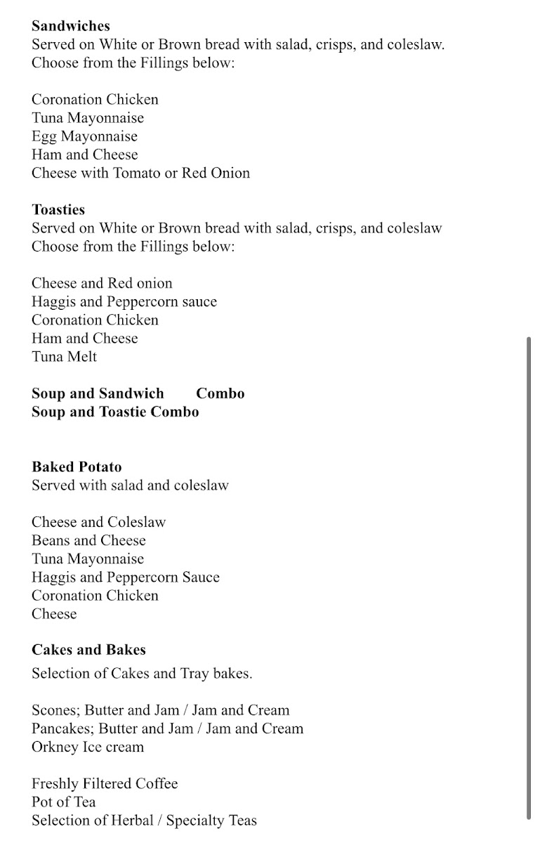 Laidhay Tea Rooms Photo Menu 1