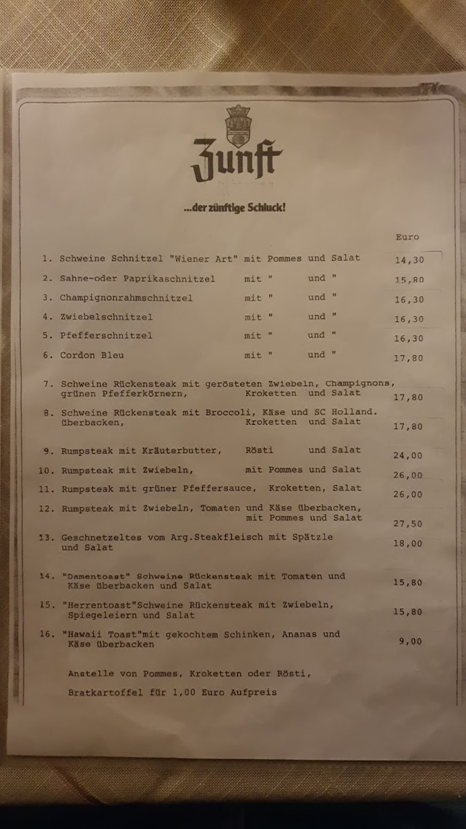 Gaststätte Baulig Photo Menu 1