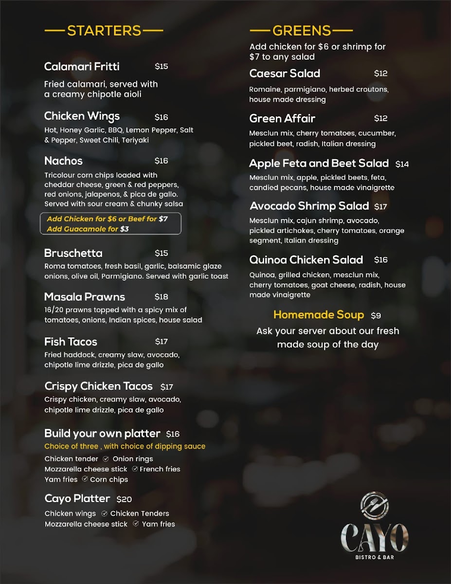 Cayo Bistro & Bar Photo Menu 3