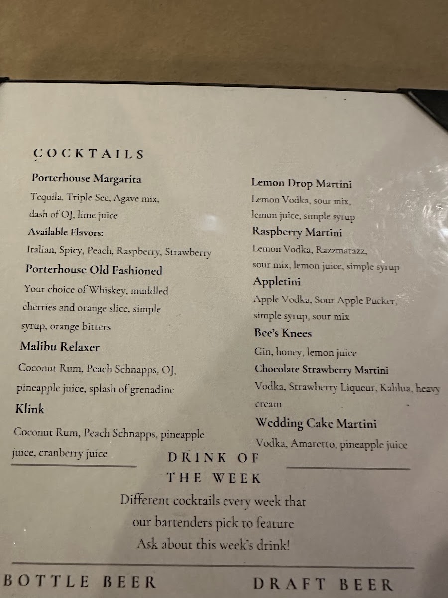 The Porterhouse Photo Menu 1