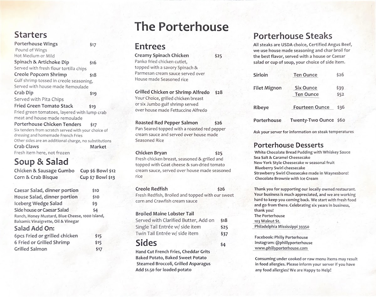 The Porterhouse Photo Menu 2