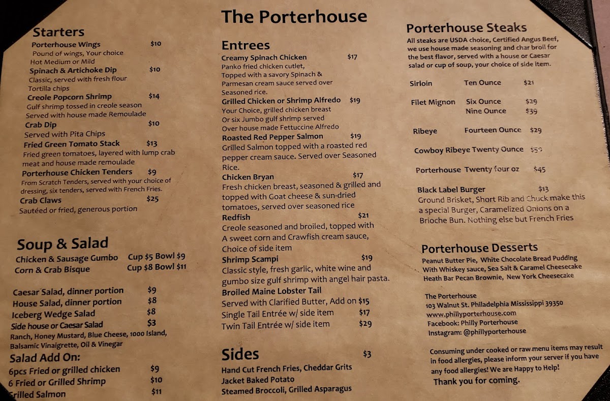 The Porterhouse Photo Menu 5