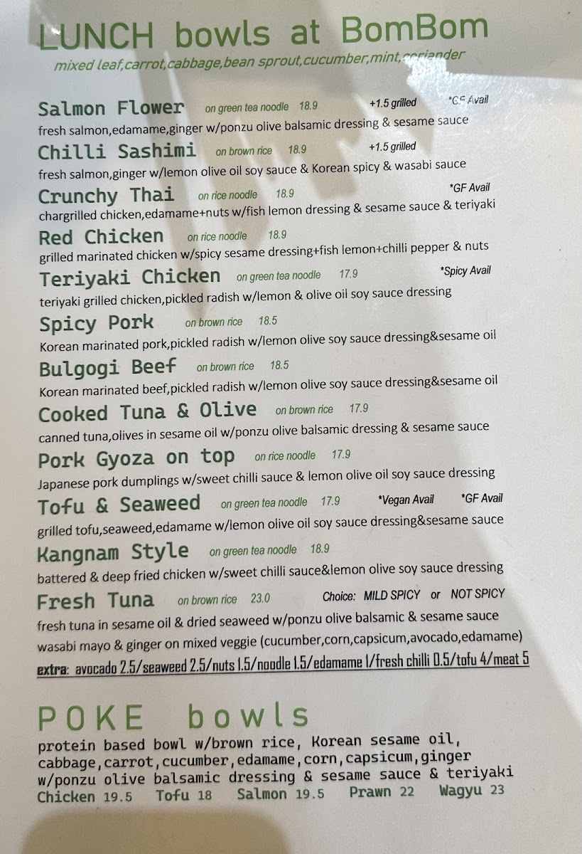 BOMBOM Fusion lunch dinner takeaway Photo Menu 4