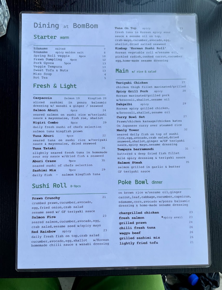 BOMBOM Fusion lunch dinner takeaway Photo Menu 5