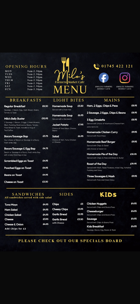 Milo’s Farmers Market Cafe Photo Menu 2